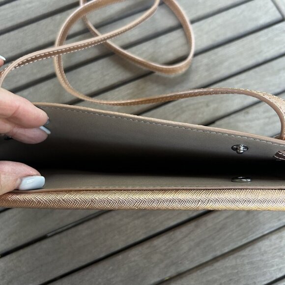 Banana Republic Copper Gold Metallic Fold Over Clutch Crossbody - Picture 8 of 11